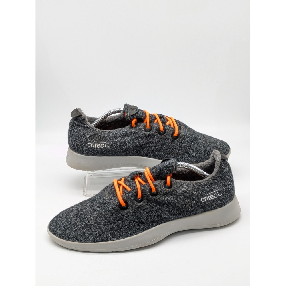 Allbirds Wool Runners Men's 11 Gray Orange Merino Wool Criteo Logo Sneakers